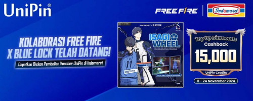 Kolaborasi Free Fire x Blue Lock Telah Hadir - Top Up Diamonds pakai Voucher UniPin, Dapatkan Cashback 15,000 UniPin Credits